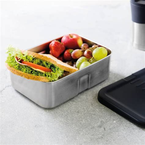 berghoff essentials stainless steel lunch box|Berghoff 1100196 Stainless Steel Lunch Box, Black/Stainless Steel.